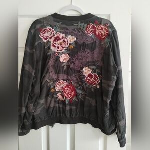 Johnny Was Floral Embroidered Camouflage Jacket Small